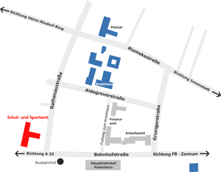 Lageplan Amt für Schule Rathenaustr. 96 (© Kreis Paderborn)